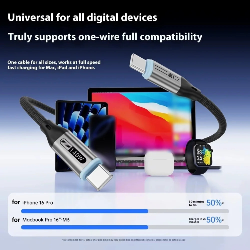 140W PD Type C Fast Charging Cable Nylon Braided 480Mbps Data Sync Cord Upgrade For iPhone Samsung Xiaomi Huawei Laptop Peaceful Pleasures Health and Wellness