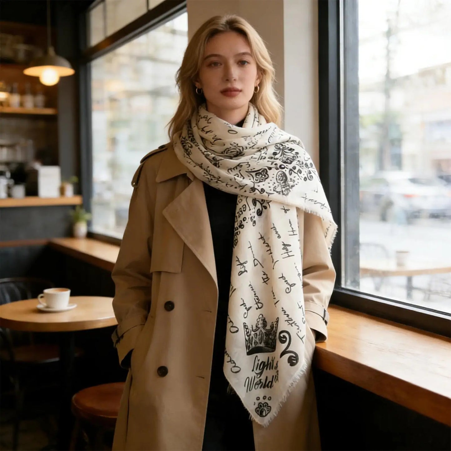 Christian Prayer Shawl Scarf | Cross & Names of Jesus | Women