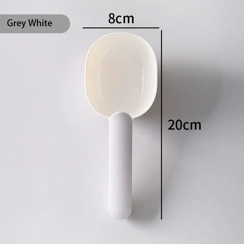 Pet Food Scoop with Clip Handle | Dog & Cat Food Shovel Pet Food Scoop Peaceful Pleasures Health and Wellness Gray - white
