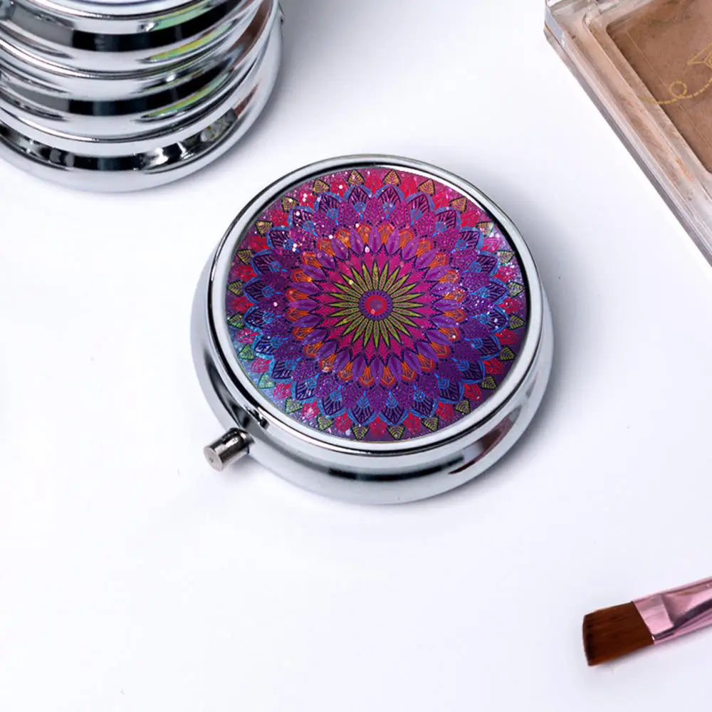 Portable 3 Cell Metal Pill Boxes Stainless Steel Round Pill Boxes Medicine Organizer Container Medicine Case Splitters Pill Box Peaceful Pleasures Health and Wellness G