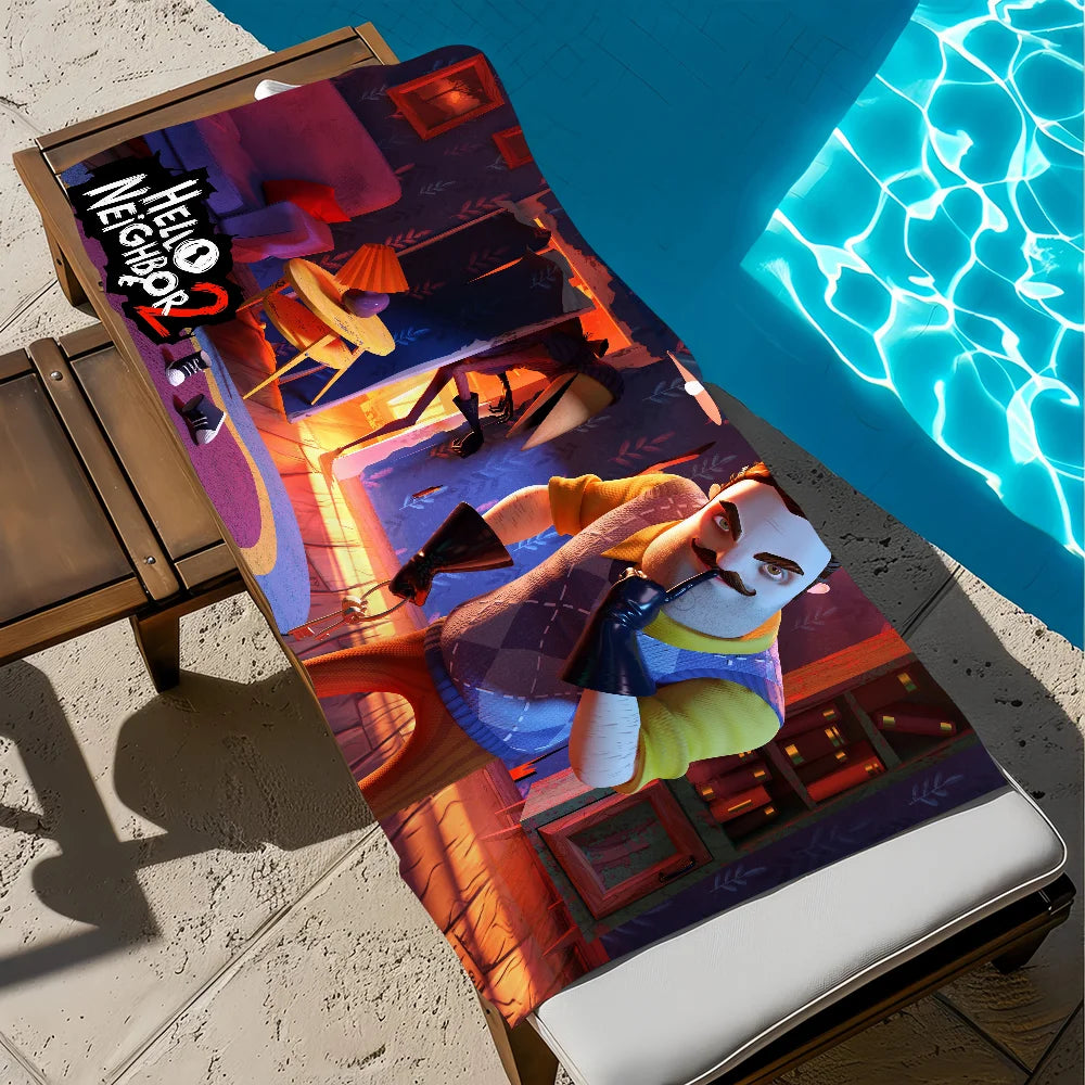 Hello Neighbor Horror Game Quick-Dry Beach Towel | Fun Gift Quick-Dry Beach Towel Peaceful Pleasures Health and Wellness z9 STJ150x260CM
