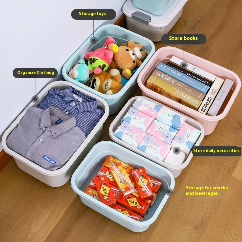 Large 60L Foldable Plastic Storage Bin with Lid & Handles