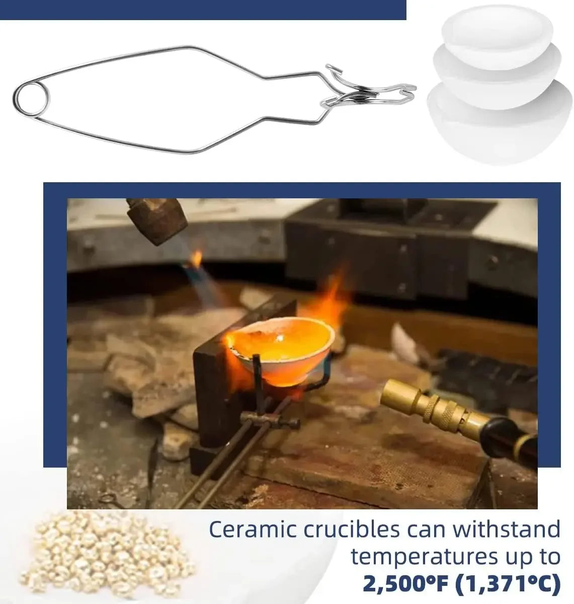 Quartz Crucible & Clip Set – Gold Silver Metal Casting Melting