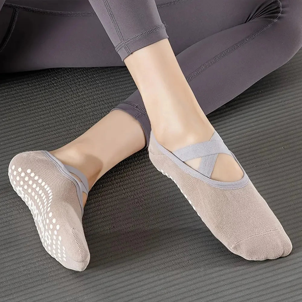 Women's Non-Slip Yoga Socks with Silicone Grips | 1-6 Pairs