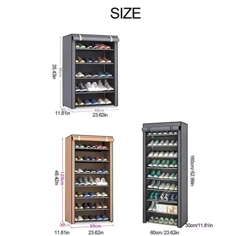 6/8/10 Layers Shoe Rack Organizer Dustproof Shoe Cabinet Multilayer Nonwoven Home Furniture Space-saving Cabinets Shoes Shelf Peaceful Pleasures Health and Wellness
