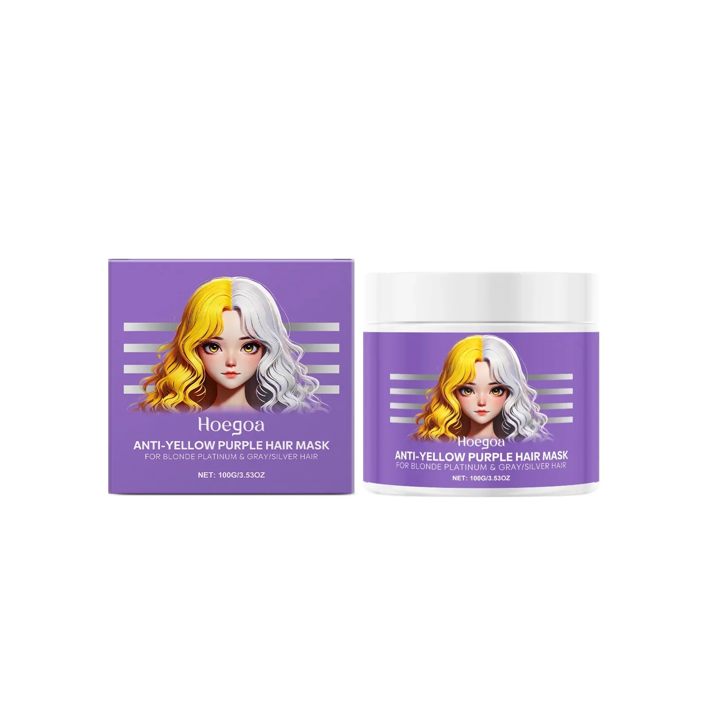 HOEGOA Purple Hair Mask – Anti-Brass Toner for Blonde & Silver