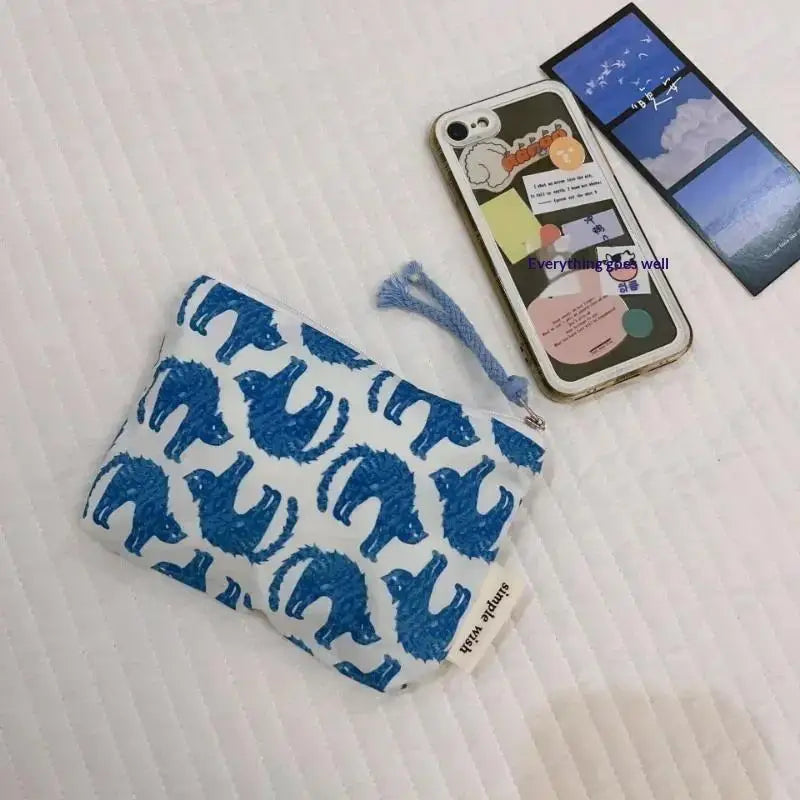 Floral Cotton Mini Cosmetic Pouch | Travel Makeup Organizer