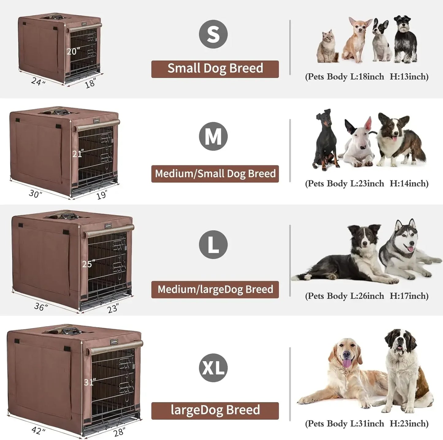 Collapsible Double Door Dog Crate for Small Medium Dogs, Indoor Kennel with Removable Tray and Cover (Brown, 30x19x21 Inches) Peaceful Pleasures Health and Wellness