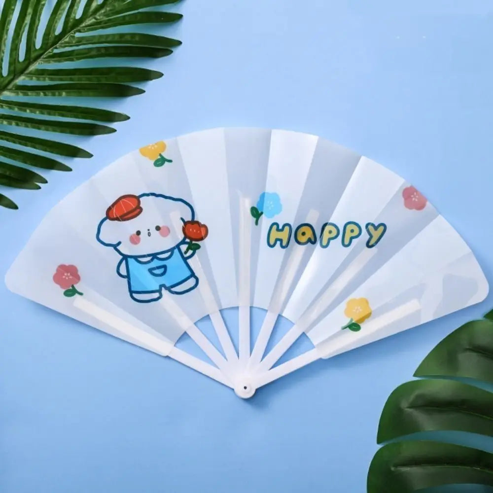 Portable Cartoon Folding 7-fold Fan Gifts PP Hand Held Fan Home Decoration Plastic Cartoon Folding Fan Peaceful Pleasures Health and Wellness 5
