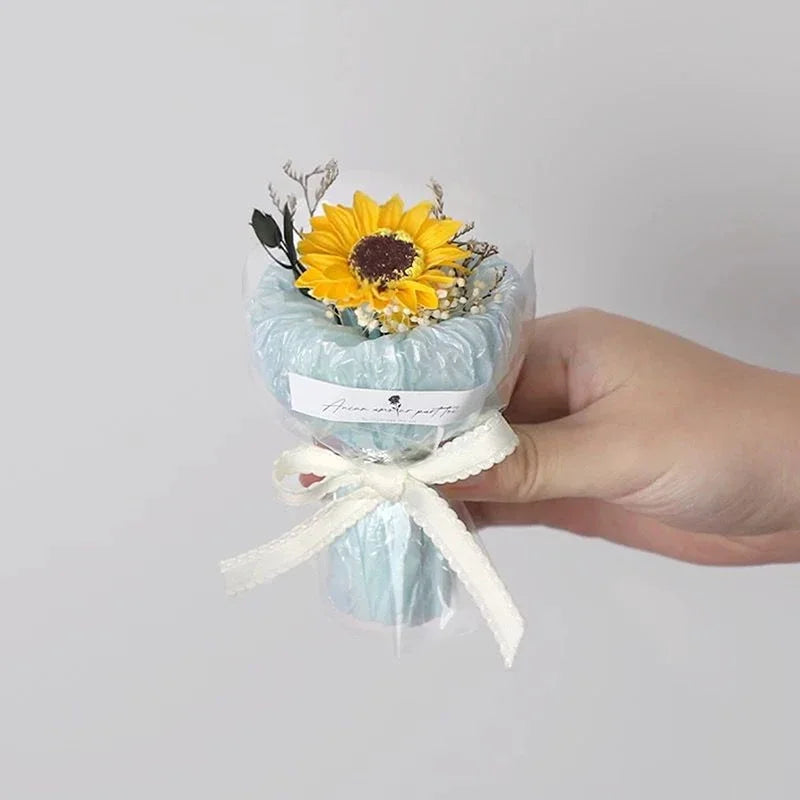 Gift for First Meeting Mini Pocket Meeting Small Bouquet Rose Sunflower Eternal Flower Simulation Flower Gift Box Birthday Gift Peaceful Pleasures Health and Wellness A8