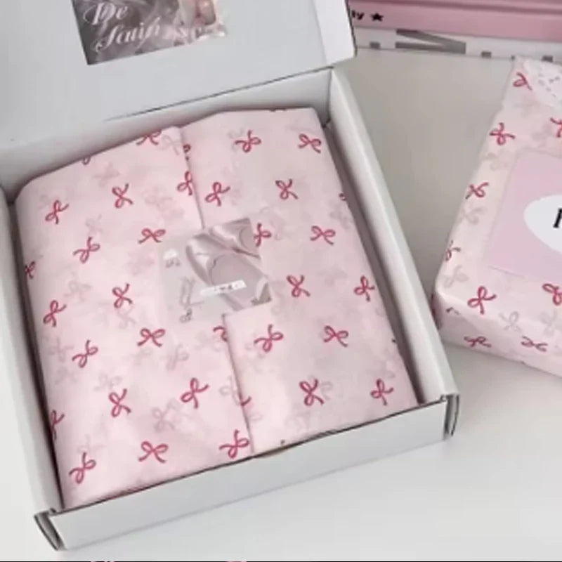 20-Sheet Floral Bow Wrapping Paper 50x70cm | Korean Gift Tissue