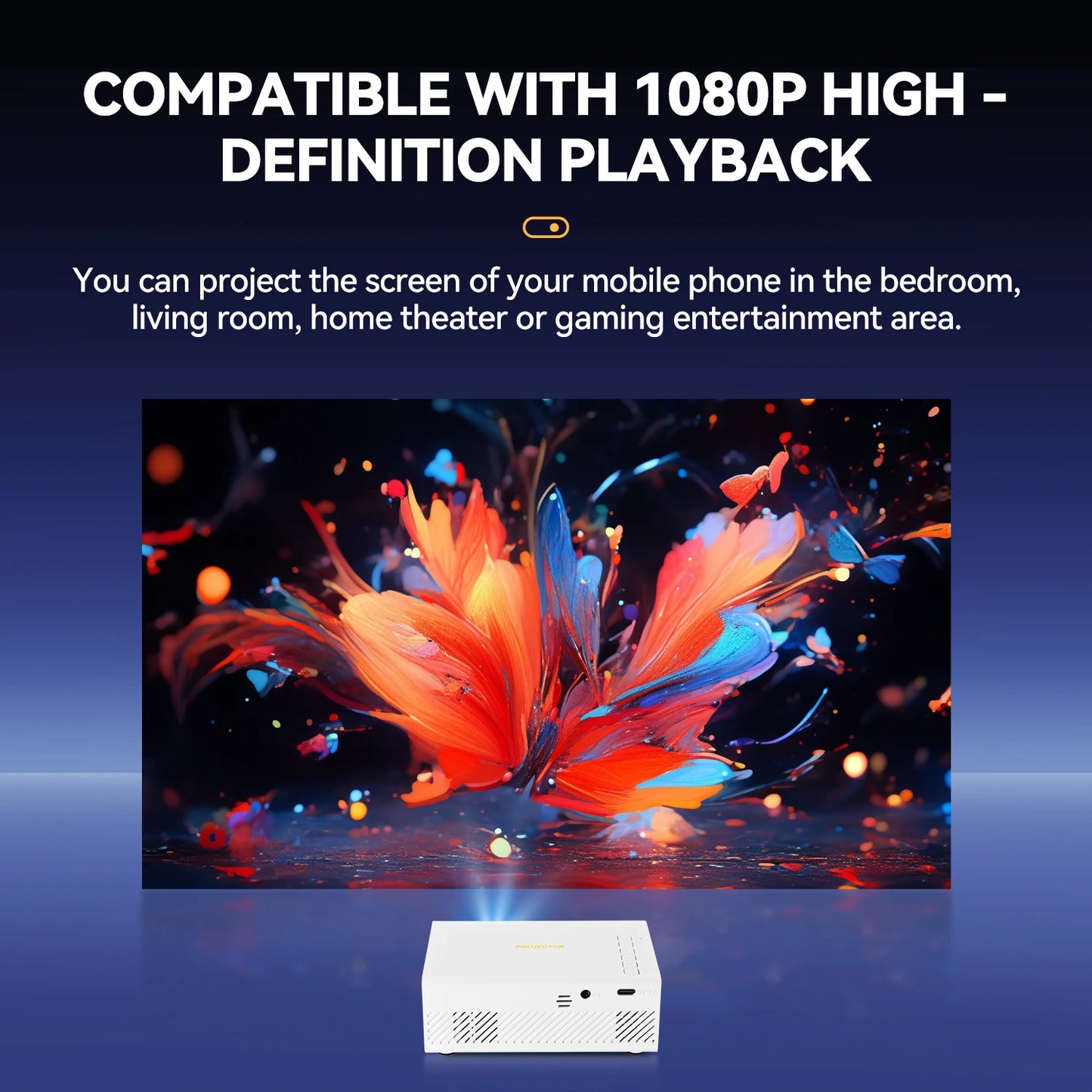 Mini portable projector, home LED portable projector, HD resolution projector, can connect to a mobile phone Peaceful Pleasures Health and Wellness