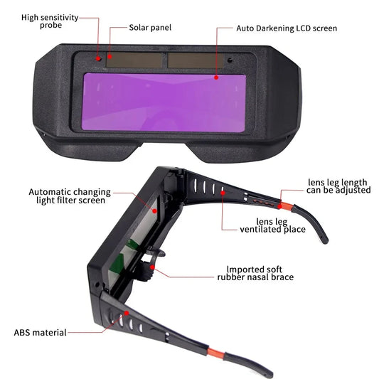 Solar Powered Welding Helmet Auto Darkening Welding Goggles LCD Welder Glasses for TIG MIG MMA Plasma Welder Glasses Peaceful Pleasures Health and Wellness Default Title