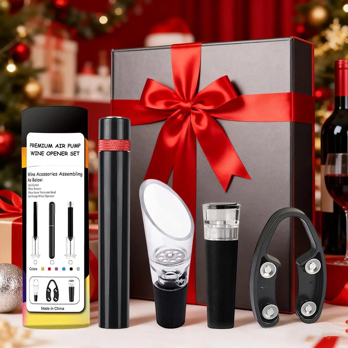 Air Pressure Wine Opener 4-Piece Set | Aluminum Corkscrew