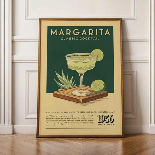 Modern Margarita Cocktail Canvas Wall Art Print | Bar Décor Canvas Wall Art Peaceful Pleasures Health and Wellness G4534 30x40cm Wood Framed