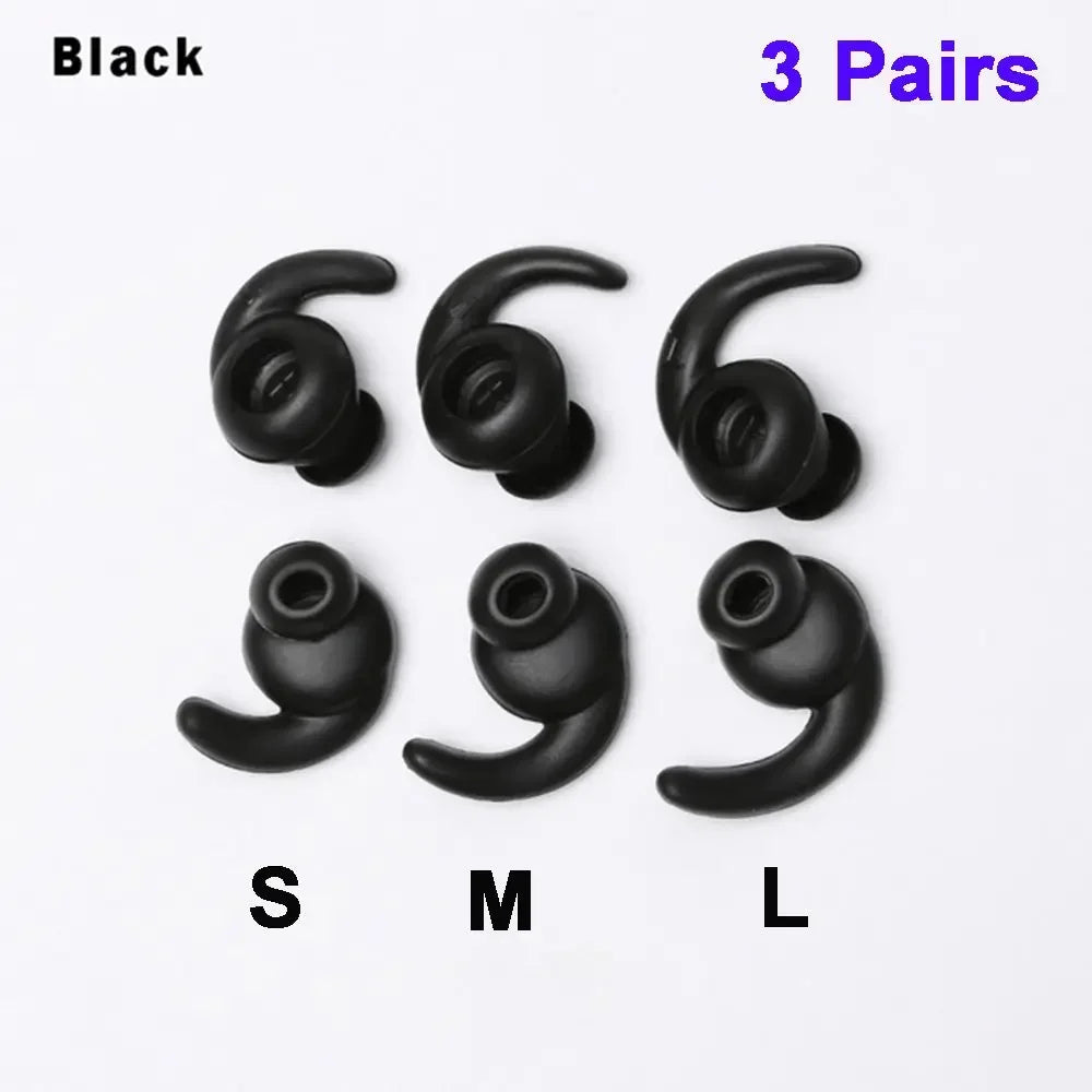 3 Pairs For JBL Headset Accessories Silicone Cover Earbuds Bluetooth Eartips Ear Hooks Earhook Earphone Hook Peaceful Pleasures Health and Wellness black
