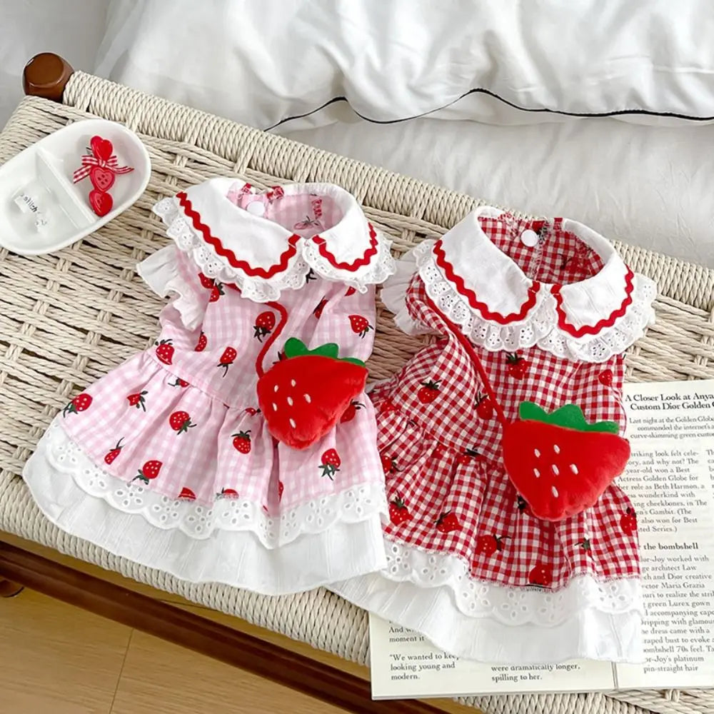 Strawberry Pet Dress – Soft Summer Skirt for Cats & Puppies