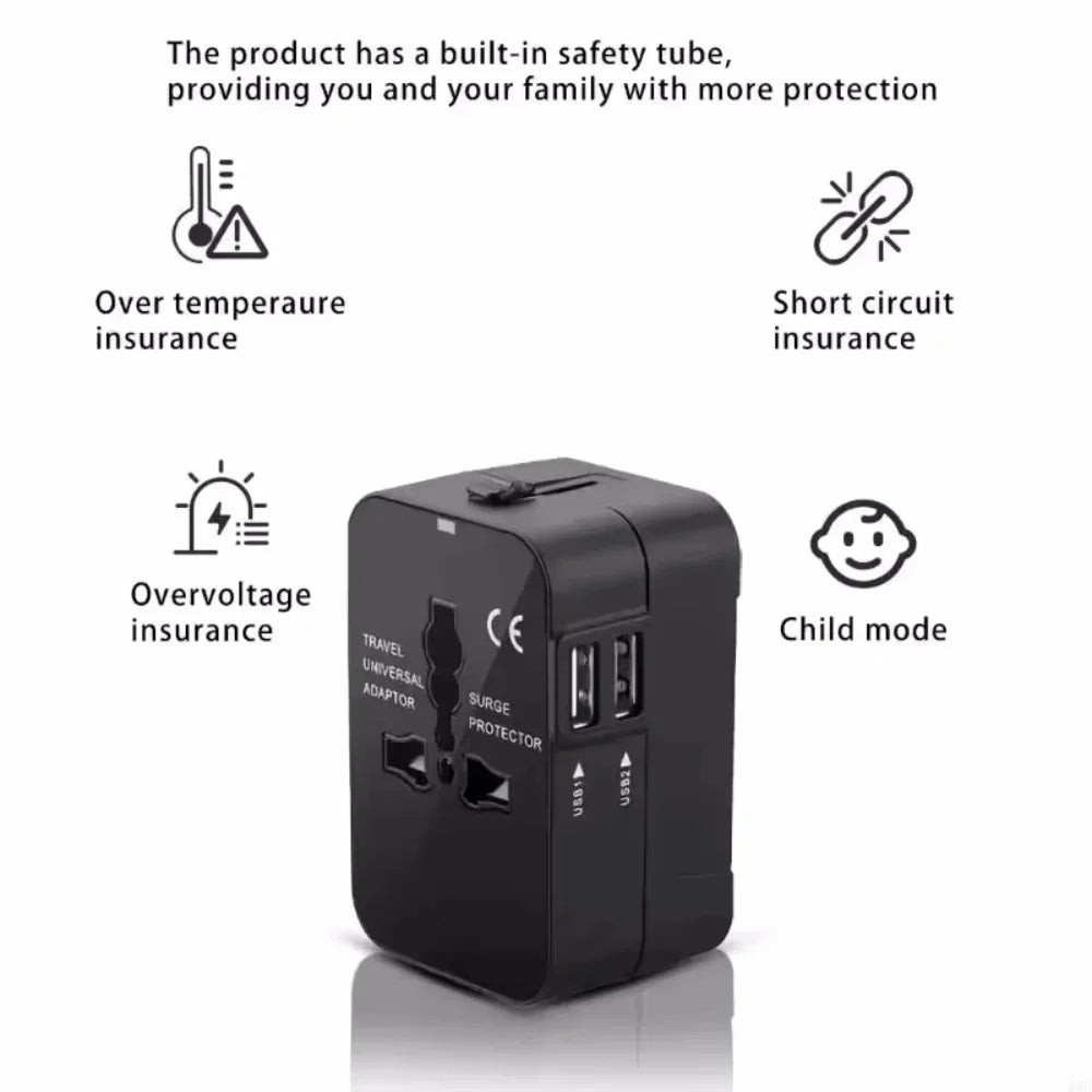 Universal Travel Adapter 2 USB + Type-C | US UK EU AU