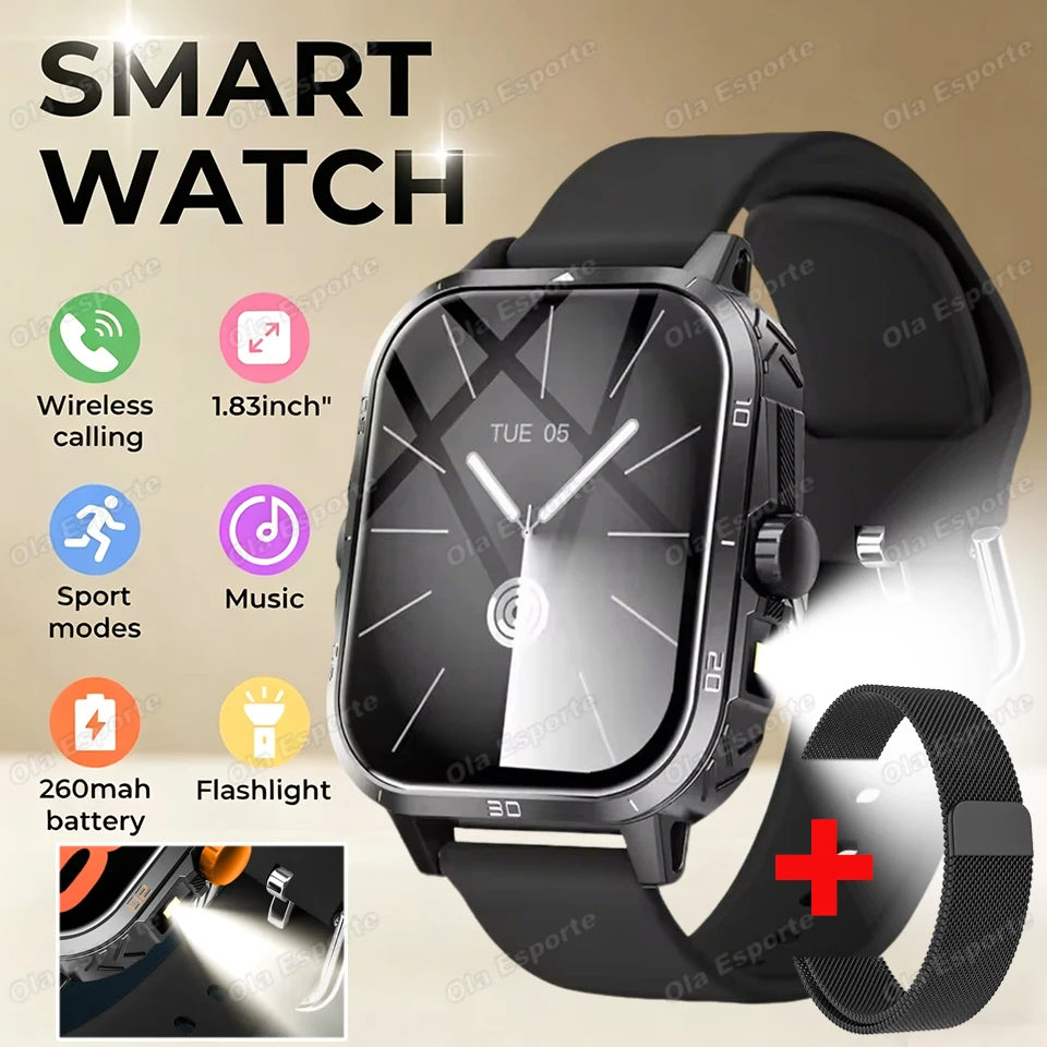 Ola Esporte HW12 Military Smartwatch | Flashlight & Bluetooth Call