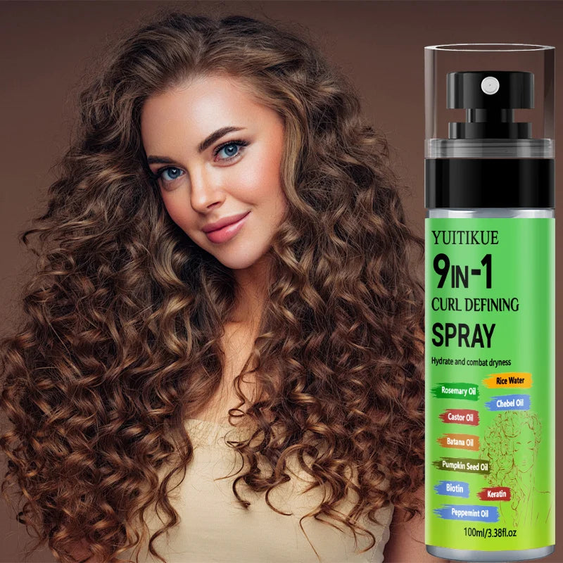 YUITIKUE 9-in-1 Curl Defining Spray Hydrating Hair Care Spray with Rosemary Oil Rice Water for All Hair Types 100ml Peaceful Pleasures Health and Wellness