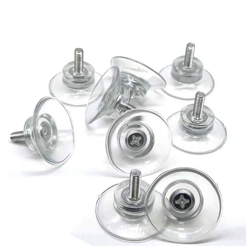 10-Pack M6/M8 Rubber Suction Cups with Screw Nut – Clear Hooks