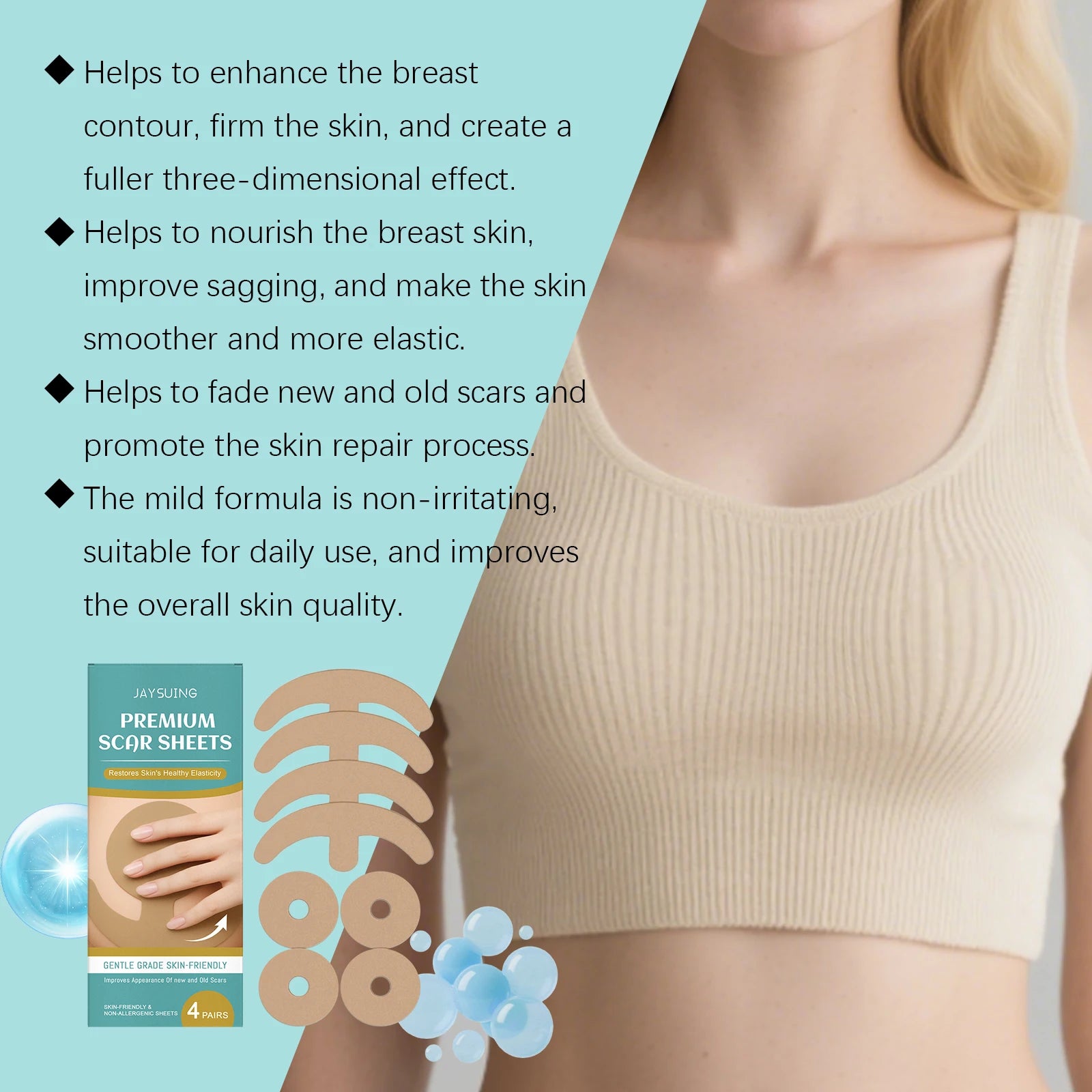 Chest Care Patch Moisturize Increase Skin Elasticity Reduce Scars Repair Skin Barrier Hyaluronic Acid Pulling Shaping Stickers Peaceful Pleasures Health and Wellness