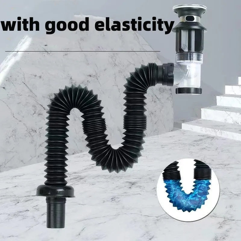 Flexible Sink Drain Pipe with Odor Trap & Strainer | Kitchen & Bath