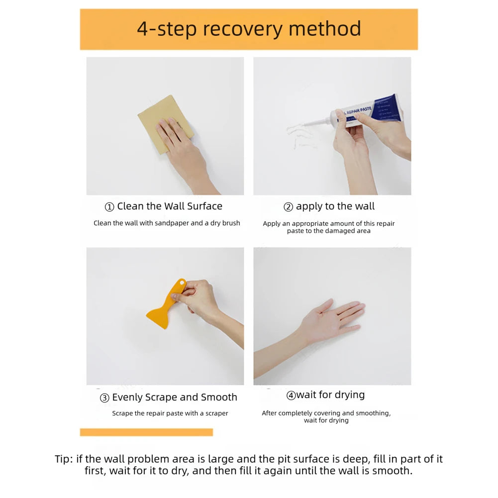 Dry Wall Patch Repair Kit 250g Wall Mending Agents Multi-Functional Quick-Drying Wall Repair Paste Heavy Duty Concrete Sealant Peaceful Pleasures Health and Wellness
