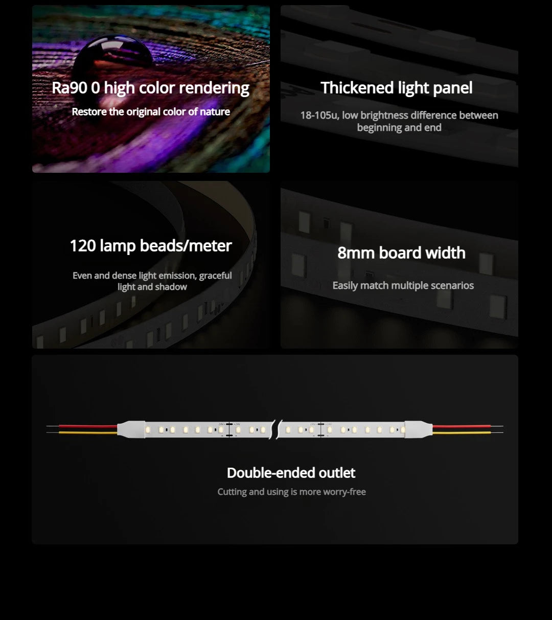 Aqara Smart Light strip T2 Single-color temperature bare board light strip T2 Thin LED Ra90 1050lm/m Household Lamp Background Peaceful Pleasures Health and Wellness