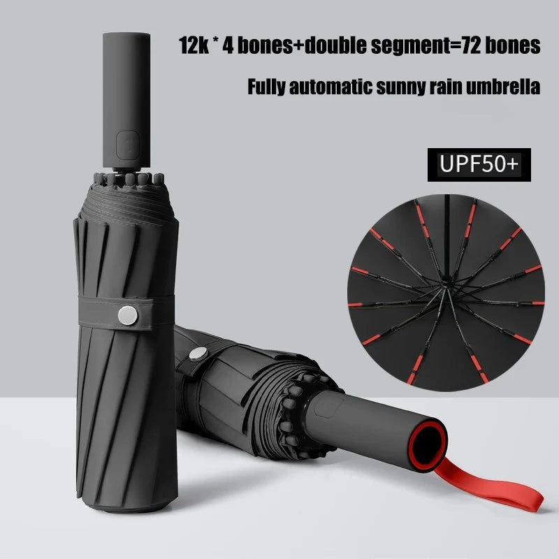 Automatic Folding Umbrella – Windproof, UPF50+ Sun & Rain Cover