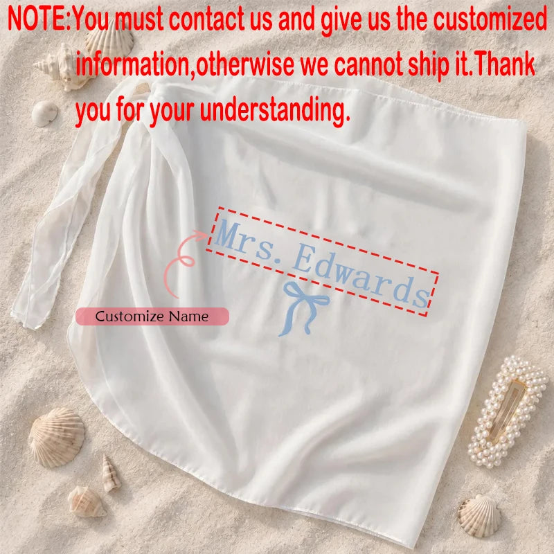 Personalized Bride Beach Wrap Skirt & Bikini Cover Up | Bridal