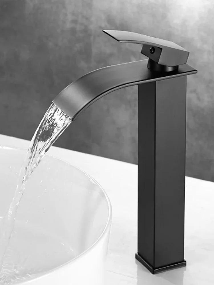 Waterfall Basin Faucet | Stainless Steel Single Handle Bathroom Tap