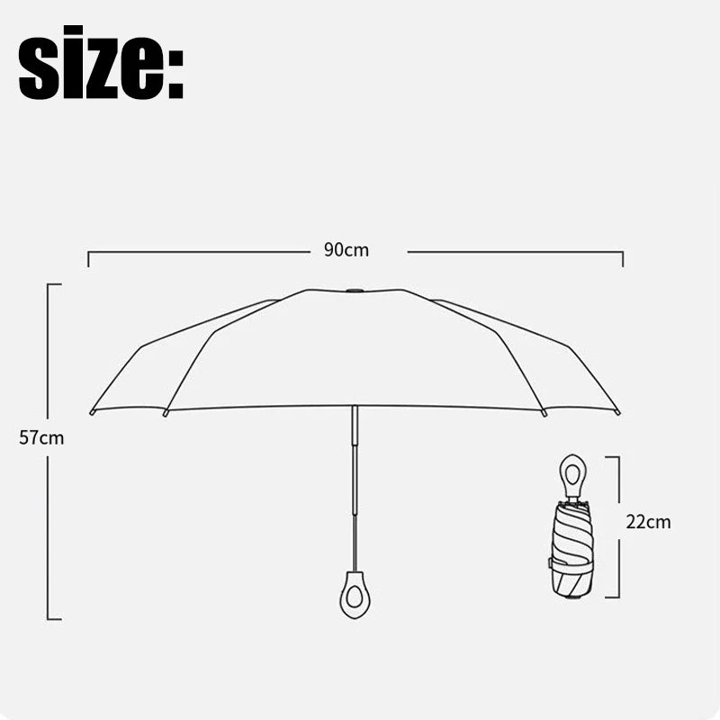 Portable 5-Fold UV & Rain Umbrella with Hollow-Out Handle