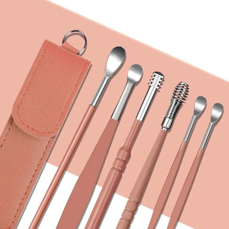 6pcs Ear Pick Earwax Removal Kit, Ear Cleansing Tool Set, Ear Curette Ear Wax Remover Tool With Storage Box, Ear Wax Cleaning To Peaceful Pleasures Health and Wellness rose gold
