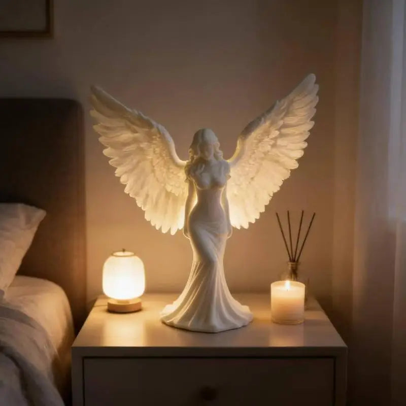 Pure White Angel Wings 3D Printed Goddess Decoration Ornament for Desk Office Home Meditation Gift Peaceful Pleasures Health and Wellness