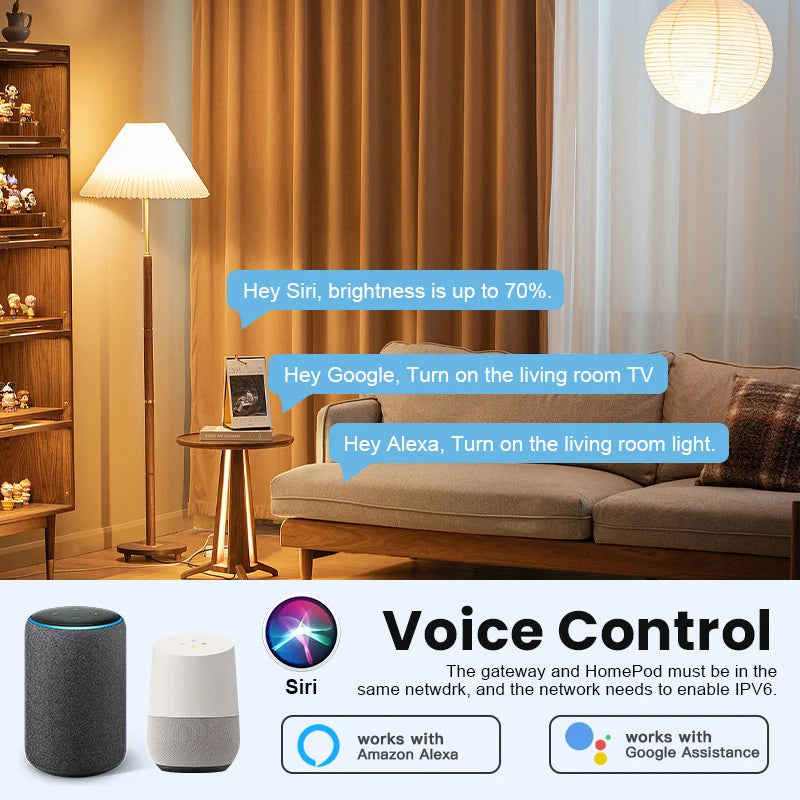 Tuya Matter Thread Hub Zigbee Smart Home Bridge Matter Gateway Hub Siri voice control Homekit Smartthings Google Alexa Peaceful Pleasures Health and Wellness