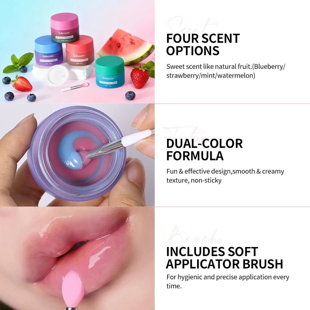 Lakerain Lip Sleeping Mask Smooth Creamy Texture Dual-Color Formula Overnight Hydration Non-Sticky Natural Protection Lip Mask Peaceful Pleasures Health and Wellness