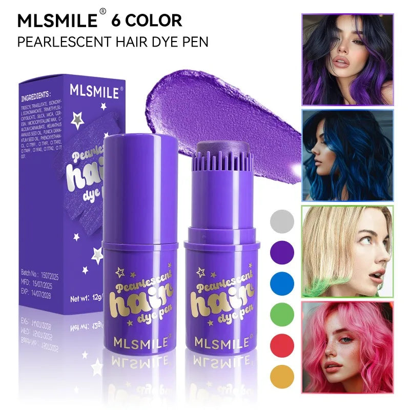 6-Color Pearl Shimmer Temporary Hair Chalk Stick | Party & Cosplay