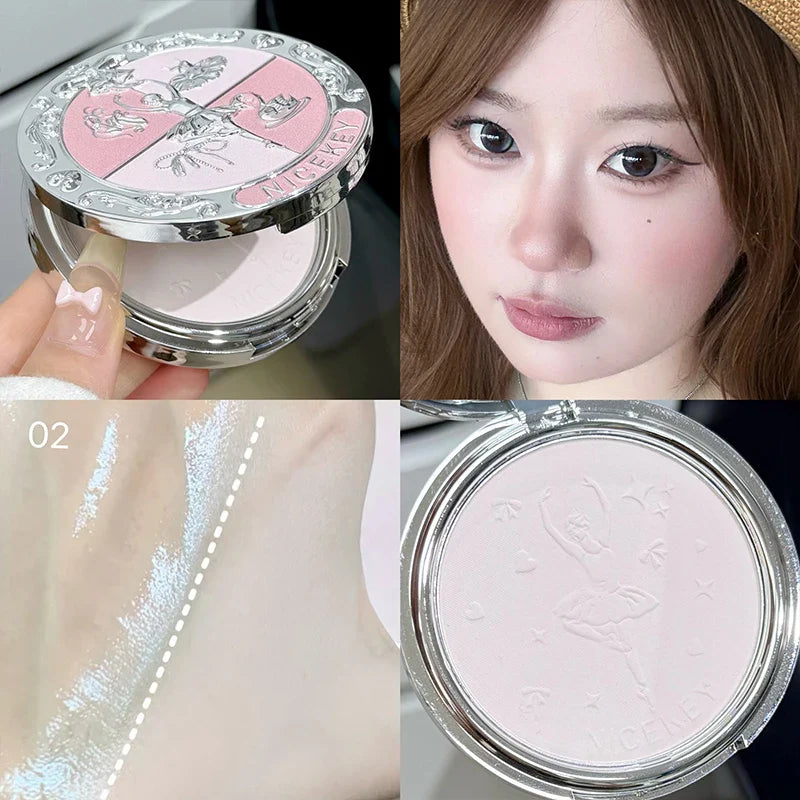 NICEKEY Pink Ballet 3-Color Matte Pressed Setting Powder 10g