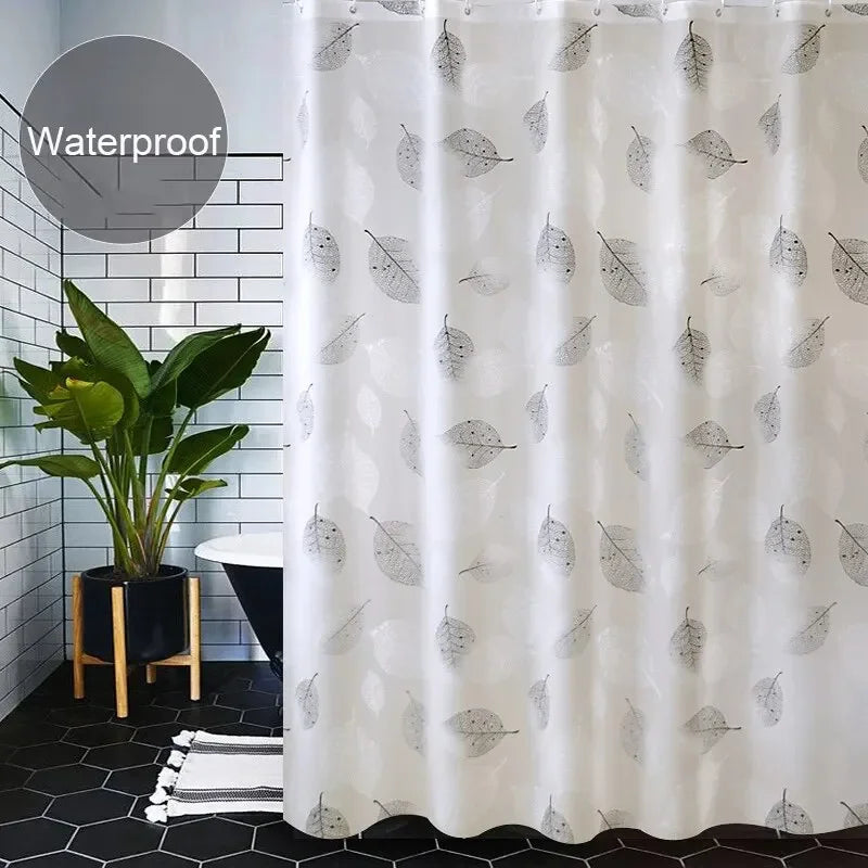 PEVA Leaf Shower Curtain – Waterproof & Rustproof Hooks