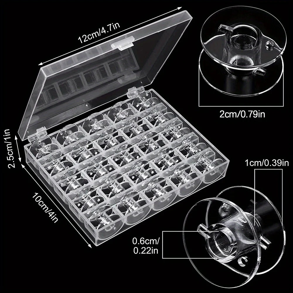 Sewing Bobbins Spools Clear Plastic Machine Storage Box Empty Spool