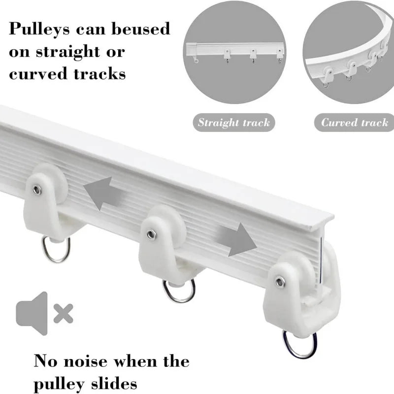 50Pcs S-Shape Curtain Track Hooks & Plastic Glider Rollers Set