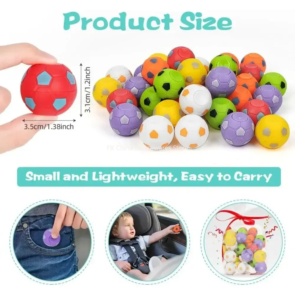 10/30pcs Mini Fidget Spinner Soccer Ball Toy for Kids,Soccer Party Favors Goodie Bag Stuffer,Rotatable Soccer Finger Stress Ball Peaceful Pleasures Health and Wellness