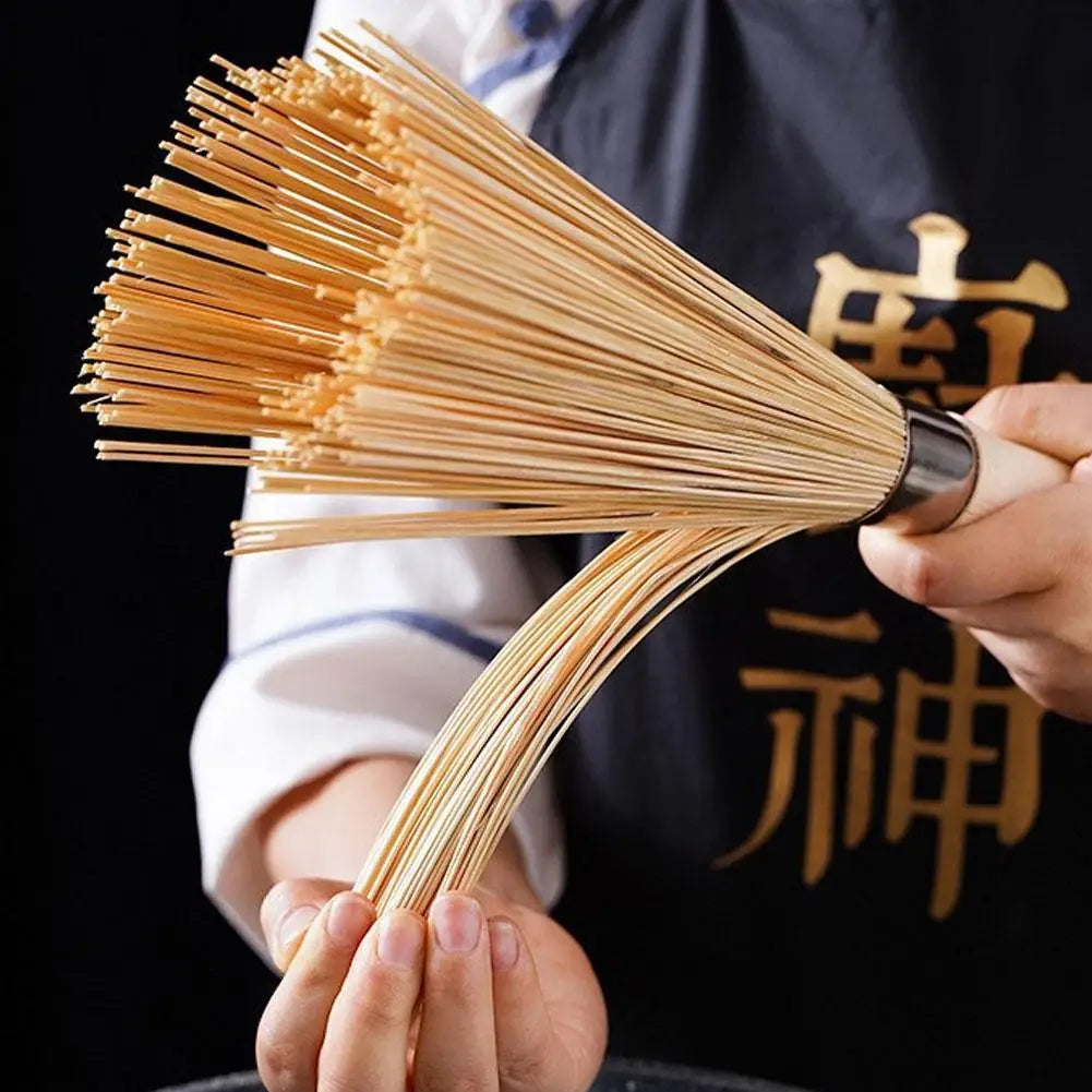 Bamboo Pot Brush Long Handle for Wok and Dish Cleaning Peaceful Pleasures Health and Wellness