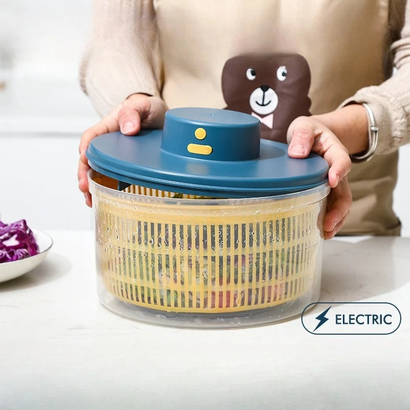 New Salad Spinner Electric/Manual Vegetable Dehydrator Multifunction Food Fruit Dryer Quick Drying Drain Basket Kitchen Tools Peaceful Pleasures Health and Wellness