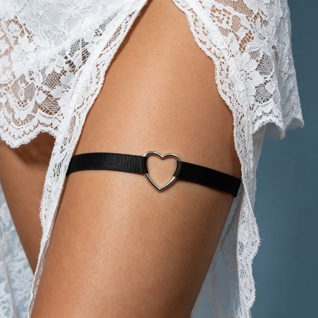 Lolita Garters Leg Belt Punk Cross Heart Bow Ring Goth Elastic Bell