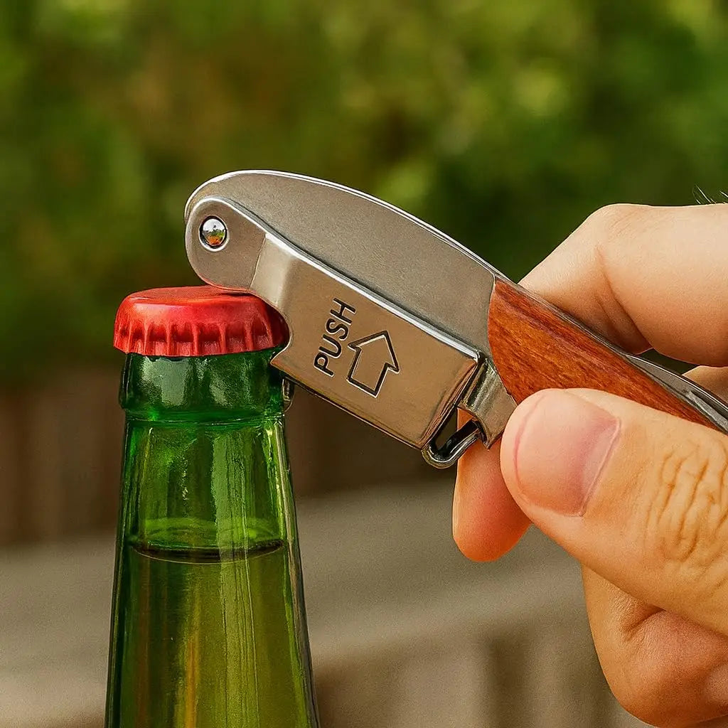 1PC Professional Wood Corkscrews for Wine Bottles w/Foil Cutter and Cap Remover Manual Wine Key for Servers Waiters, Bartenders Peaceful Pleasures Health and Wellness