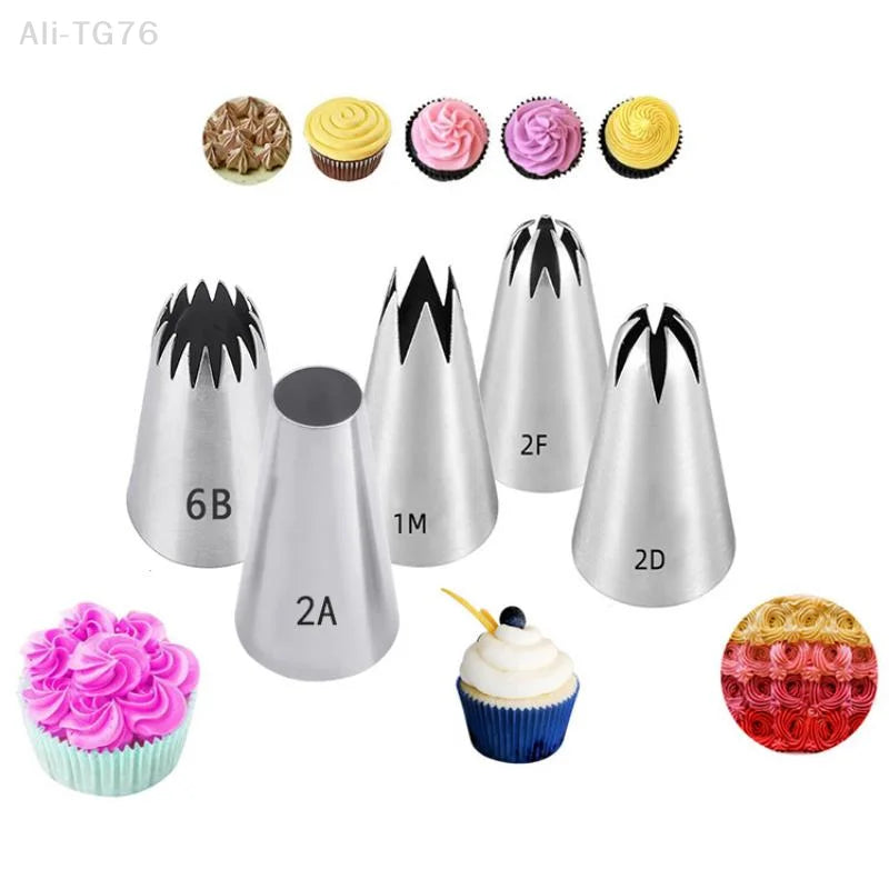5-Piece Large Stainless Steel Cake Piping Tips Set
