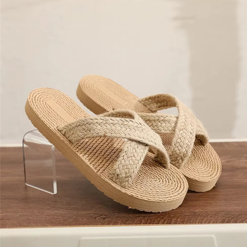 Women's Braided Ankle Strap Flat Sandals | Open Toe EVA Slides