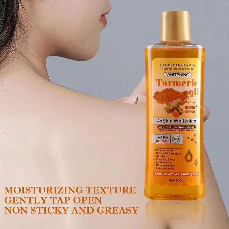 1/2PCS 200ml Turmeric Essential Oil Ginger Deep Hydration Moisturizer Nourishing Smoothing Face Serum Oil Moisturizer Skin Care Peaceful Pleasures Health and Wellness